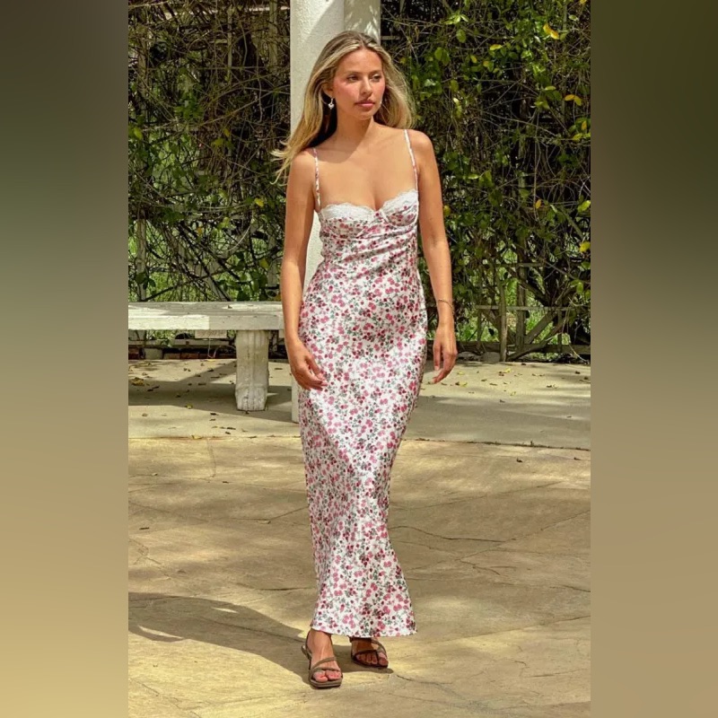 Beginning Boutique Floral Maxi Dress - Pink And White